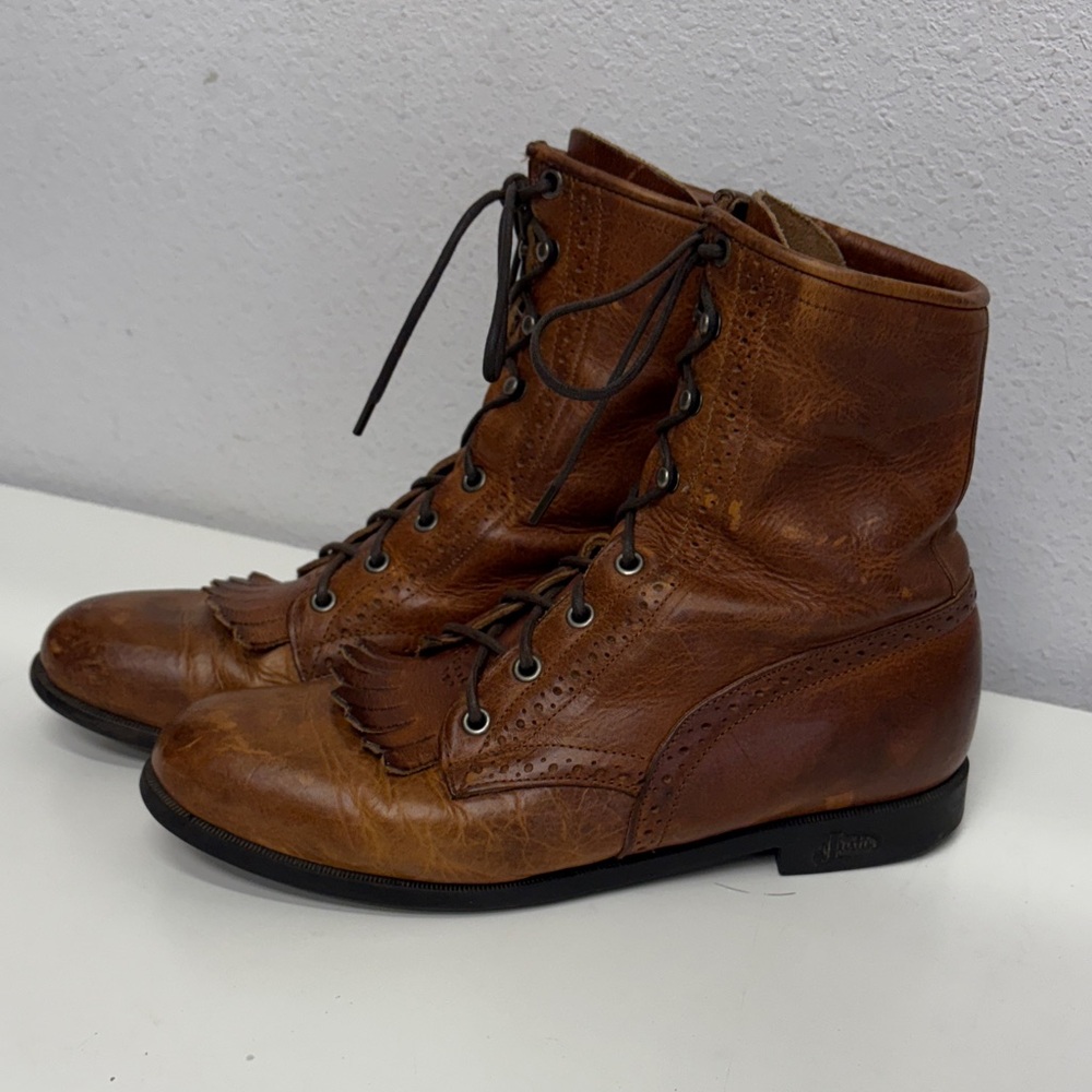 Justin Boots Women's Brown Lace Up Leather Boots